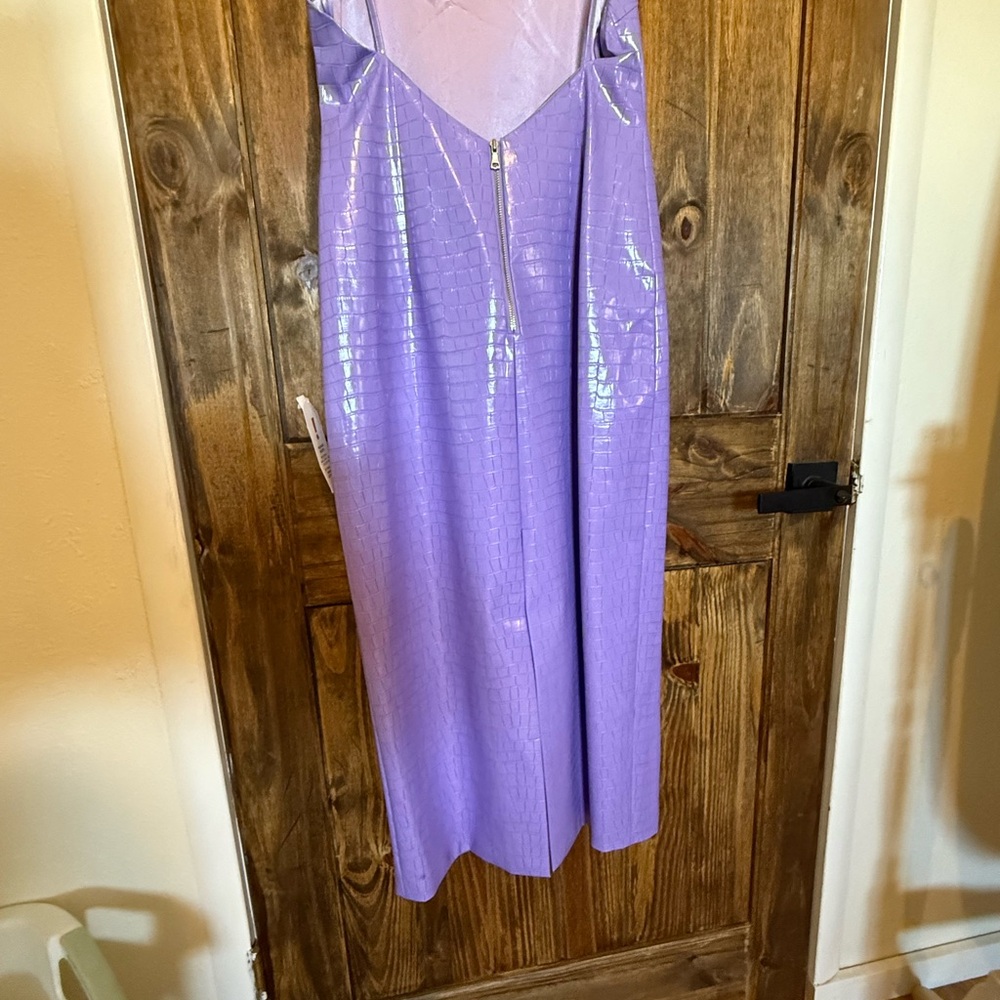 Bardot Lilac Croc-Embossed Midi Dress - Picture 3 of 5